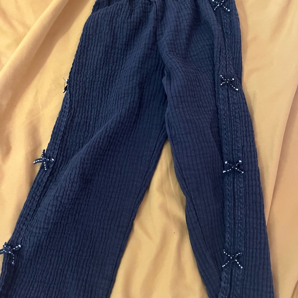 Zara black Quilted Knit Pants with Side Bows